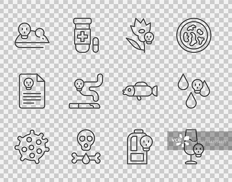 细菌污染酒精花朵骨骼线描图片素材