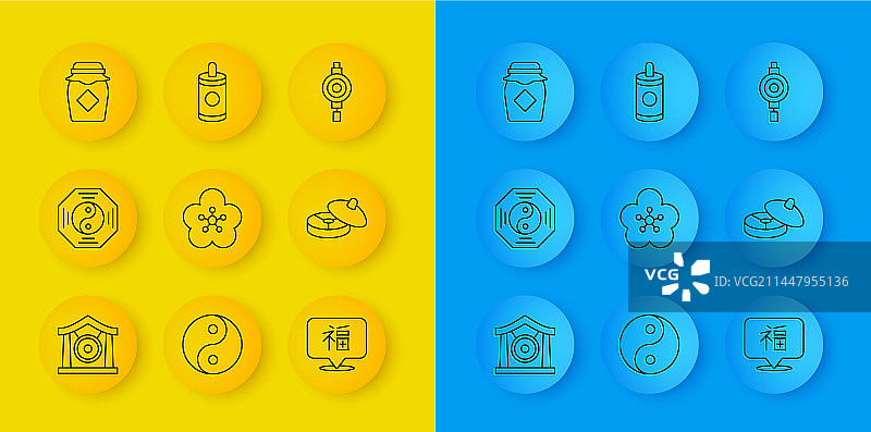 锣乐器与阴阳符号图片素材