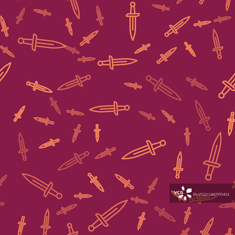 棕色线条匕首图标无缝图案图片素材