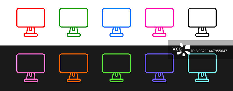 电脑显示器屏幕图标线条组合图片素材