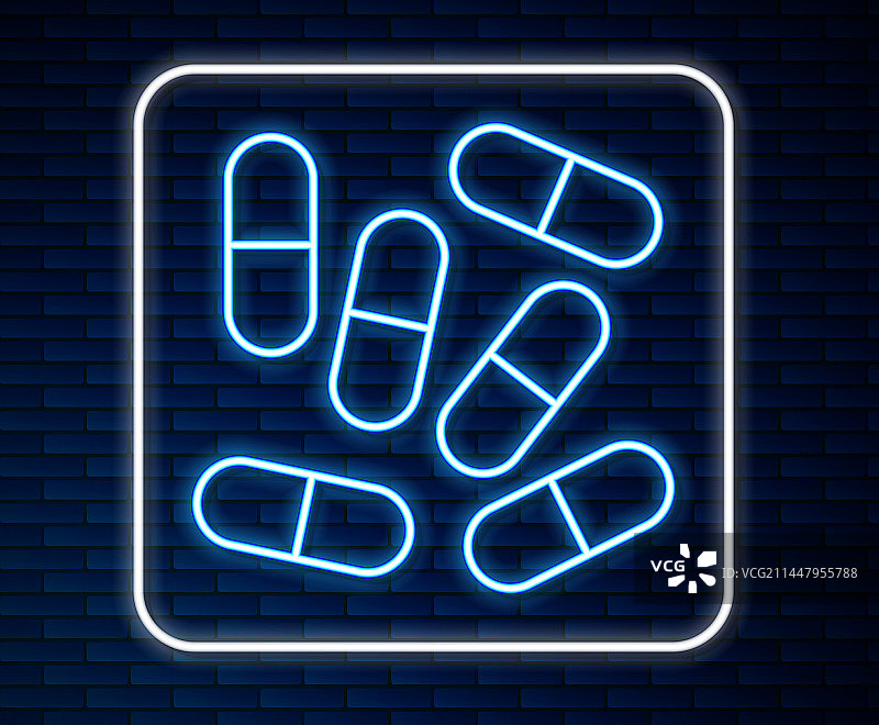 发光的霓虹灯药丸或药片图标图片素材