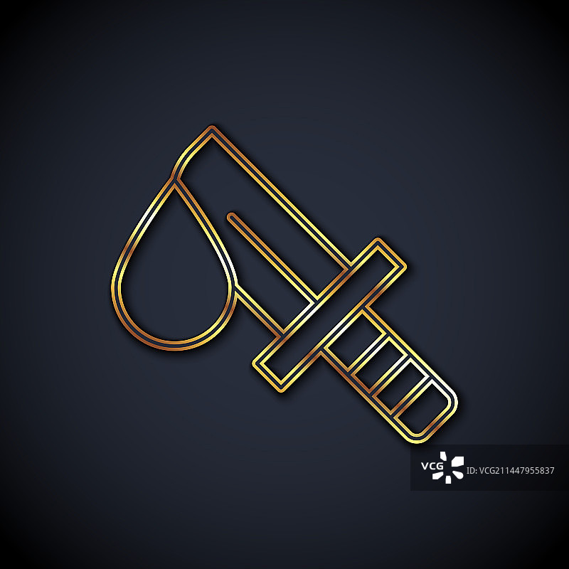 黑色背景上的金色线条血刀图标图片素材