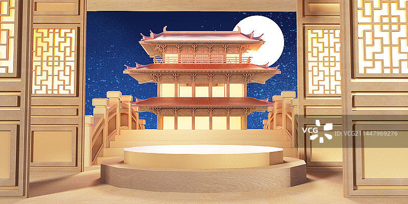 中秋节C4D场景图片素材