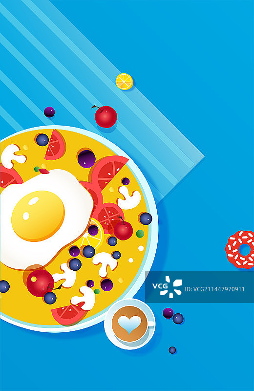 蓝色背景的美食咖啡甜甜圈图片素材