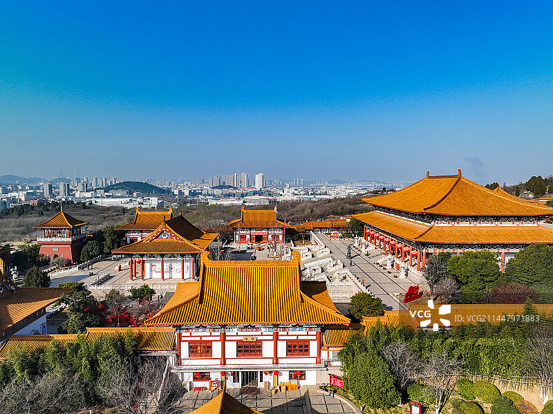 徐州宝莲禅寺建筑风光航拍图片素材