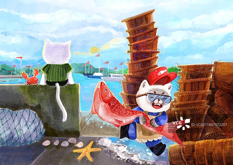 渔民猫咪图片素材