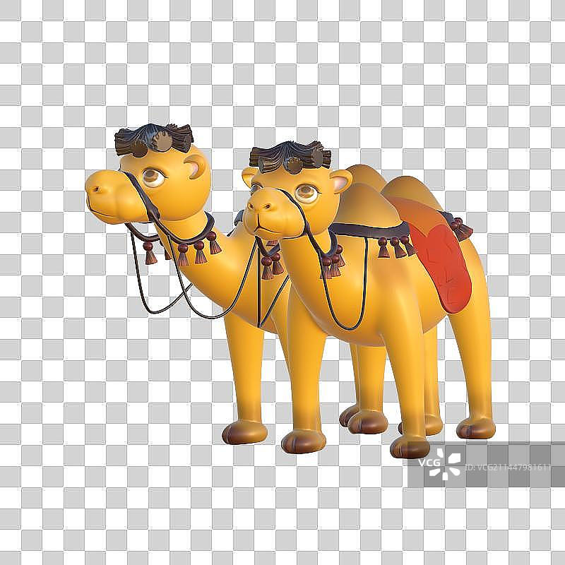 2只骆驼3D建模图片素材