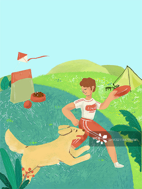 户外互动的人和狗图片素材