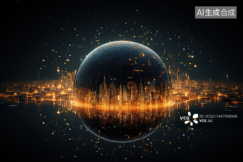 【AI数字艺术】城市风光大数据概念图片素材