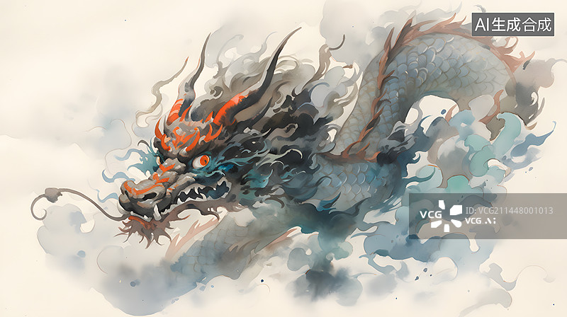 【AI数字艺术】龙年手绘系列插画图片素材