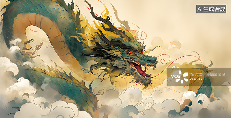 【AI数字艺术】龙年手绘系列插画图片素材
