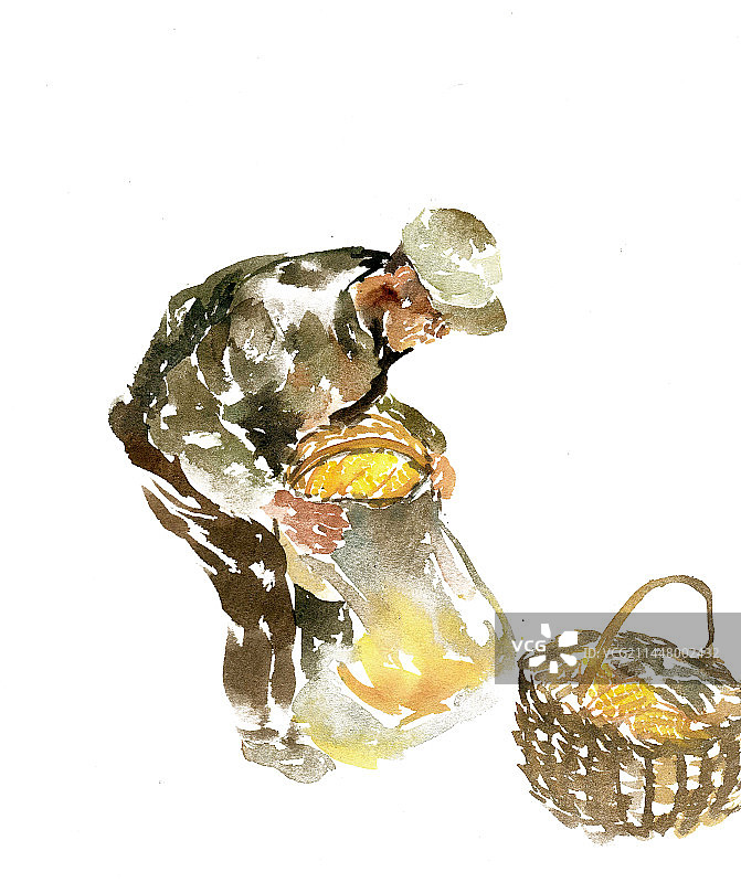 倒玉米的老人图片素材