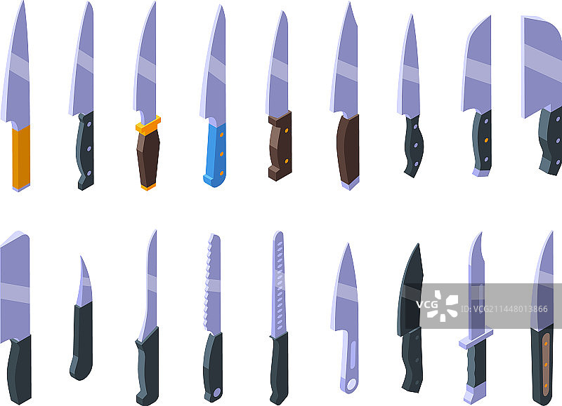 刀具图标等距视角餐具工具套装图片素材