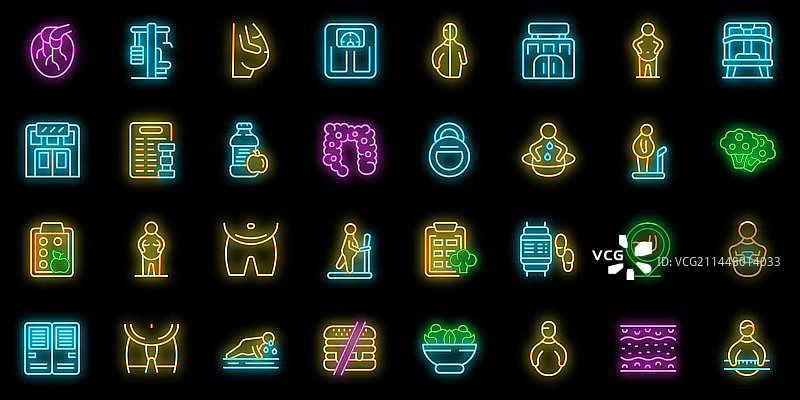 健身房里胖男人图标霓虹灯图片素材