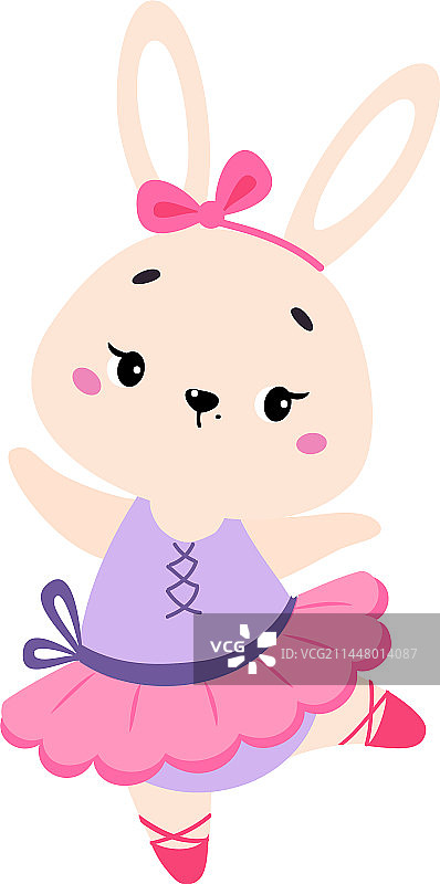 在裙子和脚尖舞中跳芭蕾舞的有趣兔子图片素材