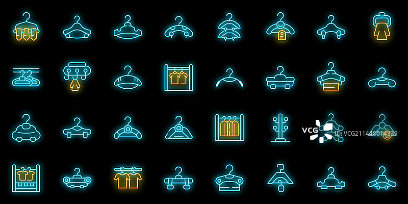 霓虹衣架图标集图片素材