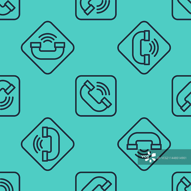 黑色线条电话听筒图标（已隔离）图片素材