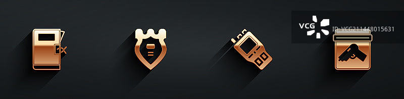 警察局文件夹徽章对讲机套装图片素材