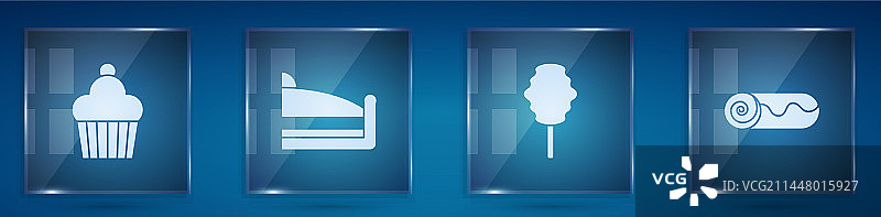 蛋糕、小块蛋糕和棉花糖图片素材