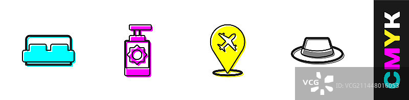 酒店房间床防晒喷雾瓶飞机图片素材