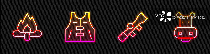 线条元素：狙击步枪、光学瞄准镜、篝火、狩猎图片素材