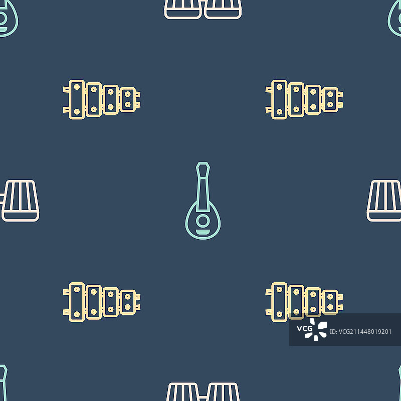 鼓木琴和吉他无缝线条图片素材