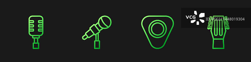 吉他拨片麦克风和渐变图片素材