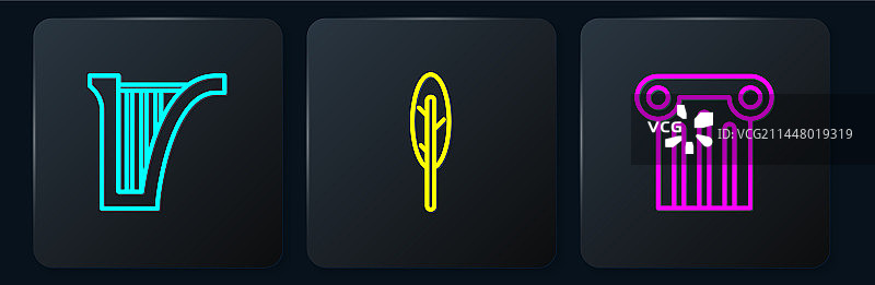 竖琴古代柱子羽毛笔banner图片素材