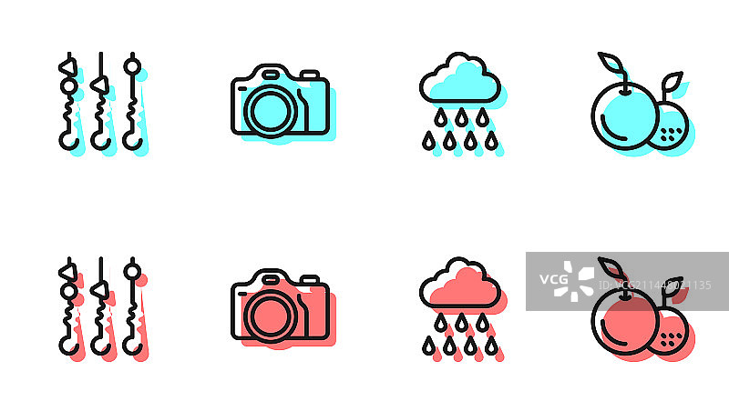 雨天烤肉串线条设计图片素材