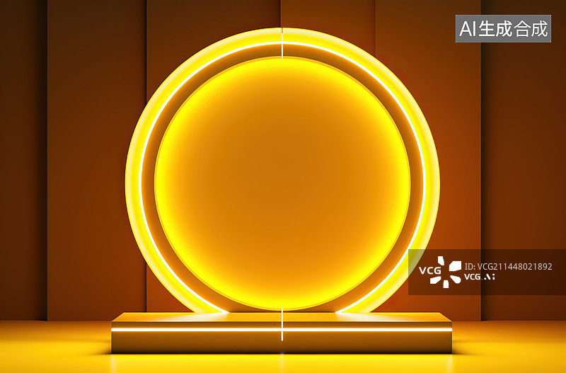【AI数字艺术】黄色背景下发光灯泡的特写镜头图片素材