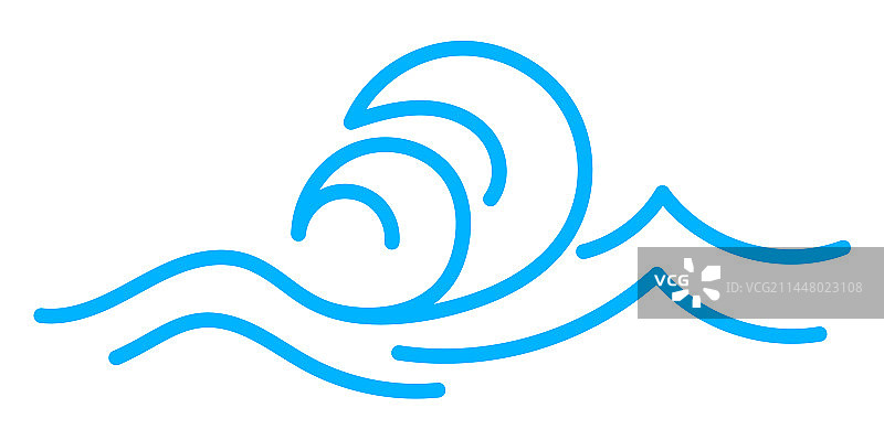 海浪线条图标：海洋波纹水曲线图片素材