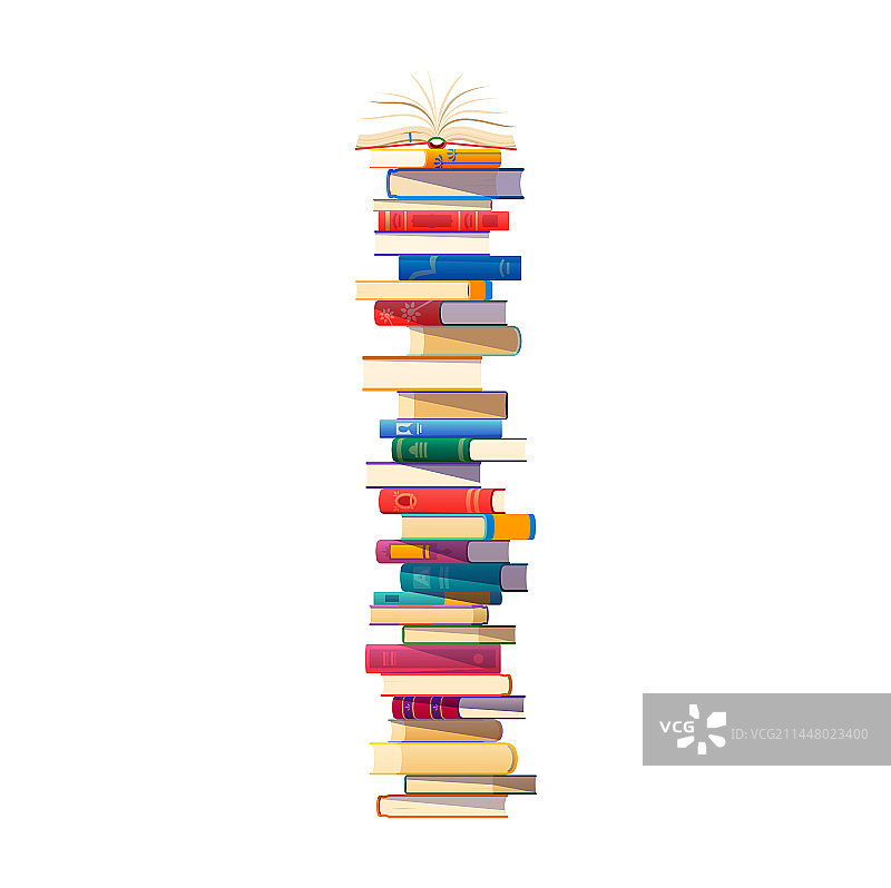 卡通书堆阅读材料图片素材