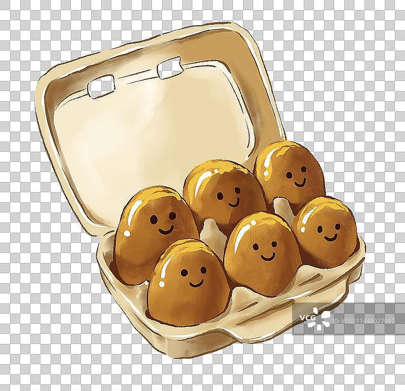 手绘可爱鸡蛋仔盒子免抠素材图片素材