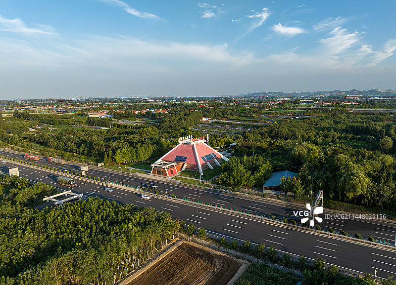 中国山东淄博市临淄中国古车博物馆航拍图片素材