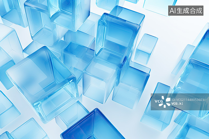 【AI数字艺术】白色背景上的蓝色长方体图片素材