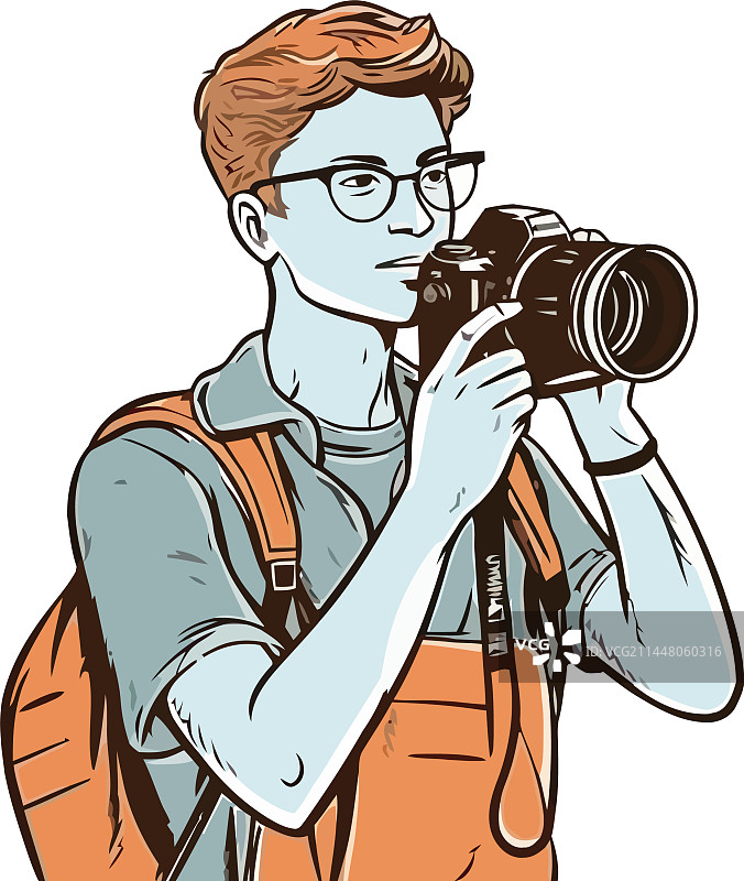 一个人在专业地进行摄影工作图片素材