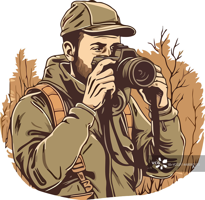 在森林中拍摄自然风光的徒步者图片素材