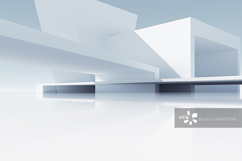 3D白色抽象建筑空间背景图片素材