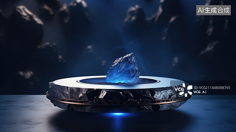 【AI数字艺术】室温超导技术，悬浮的芯片核心 3D渲染图片素材