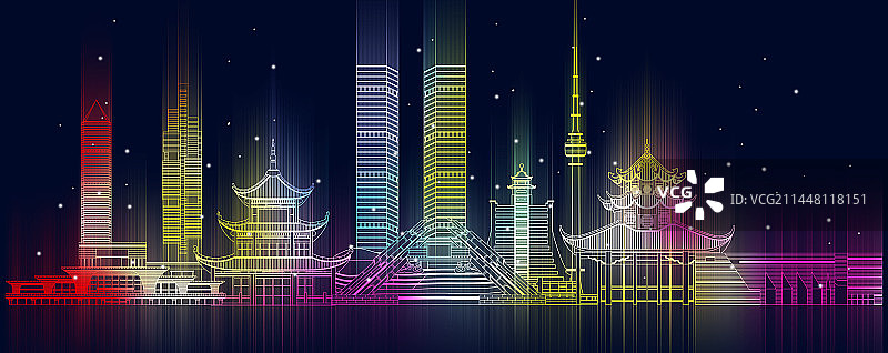 夜景光线贵州贵阳地标建筑群图片素材