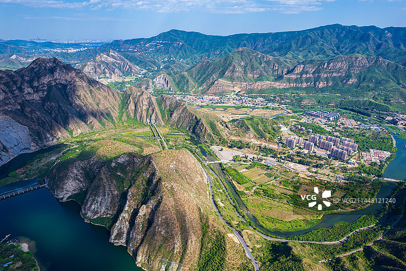 北京门头沟落坡岭绿水青山永定河图片素材