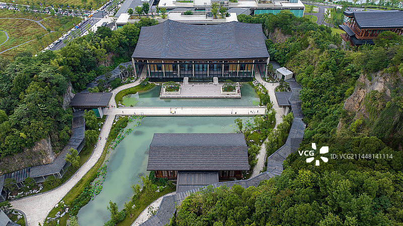 航拍杭州国家版本馆文润阁图片素材