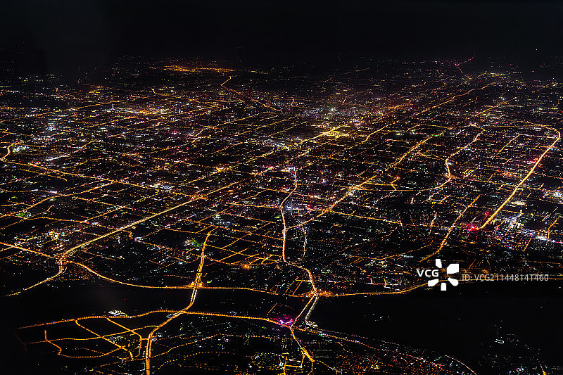 首都北京大场景夜景城市地标脉络图片素材