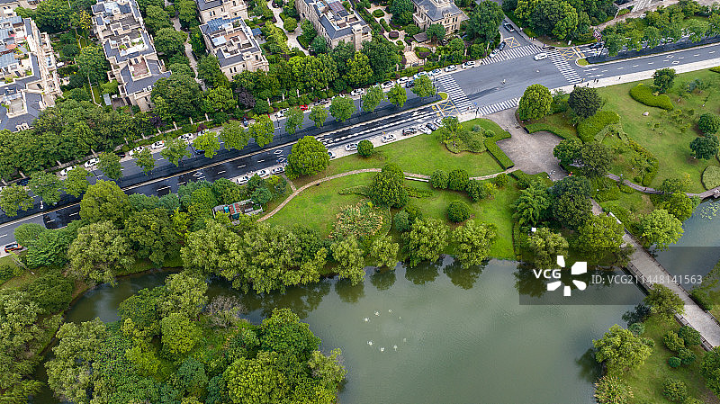 航拍杭州良渚美丽洲公园图片素材