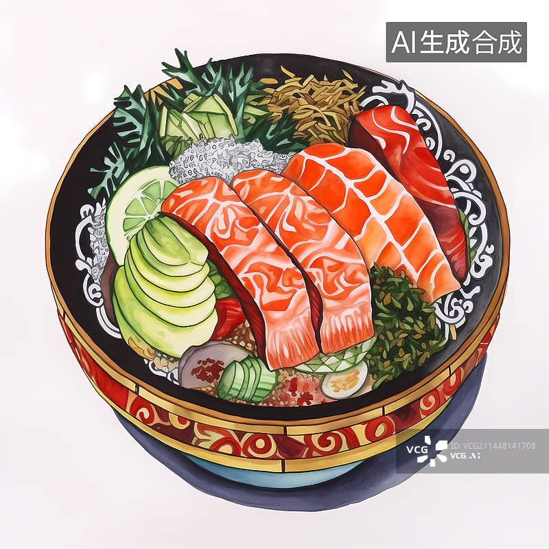 【AI数字艺术】寿司美食插画图片素材