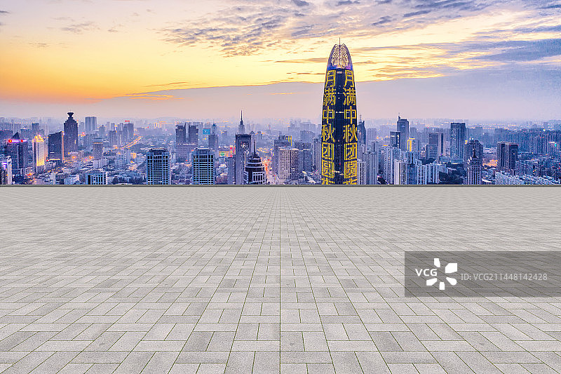 山东济南城市建筑风光道路平台图片素材