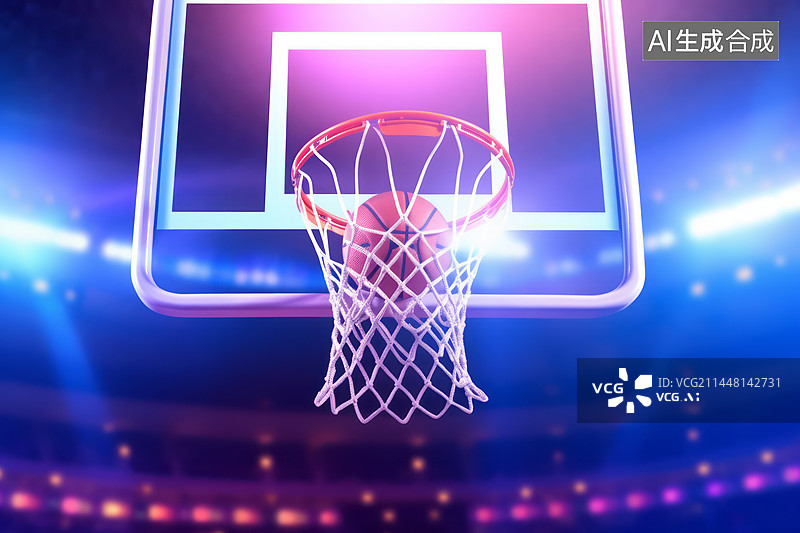 【AI数字艺术】篮球架篮筐篮球场灯光图片素材