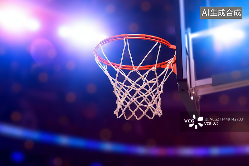 【AI数字艺术】篮球架篮筐篮球场灯光图片素材