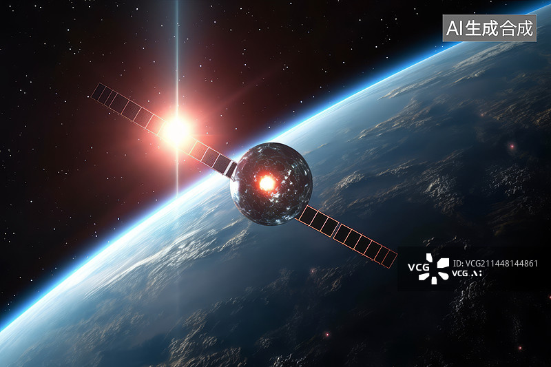 【AI数字艺术】卫星与行星表面宇宙空间背景图片素材