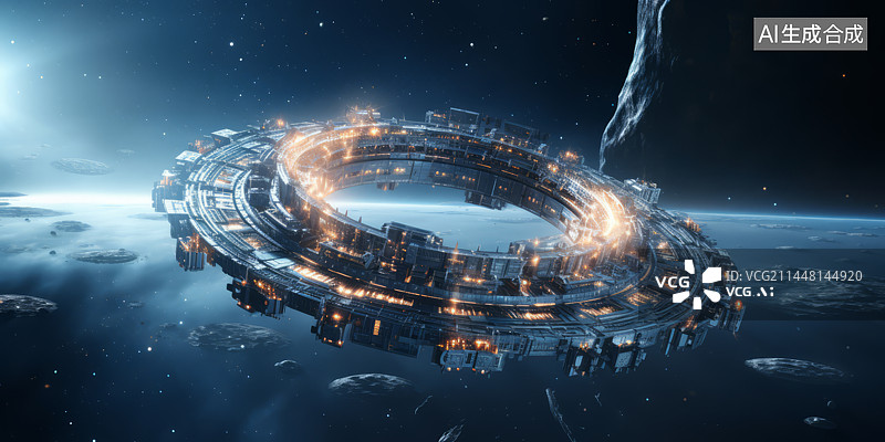 【AI数字艺术】太空宇宙飞船空间站图片素材